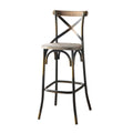 Antique Copper and Antique Oak Bar Stool with Cross Back