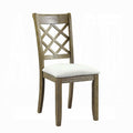 Beige and Rustic Oak Lattice Back Side Chairs (Set of 2)
