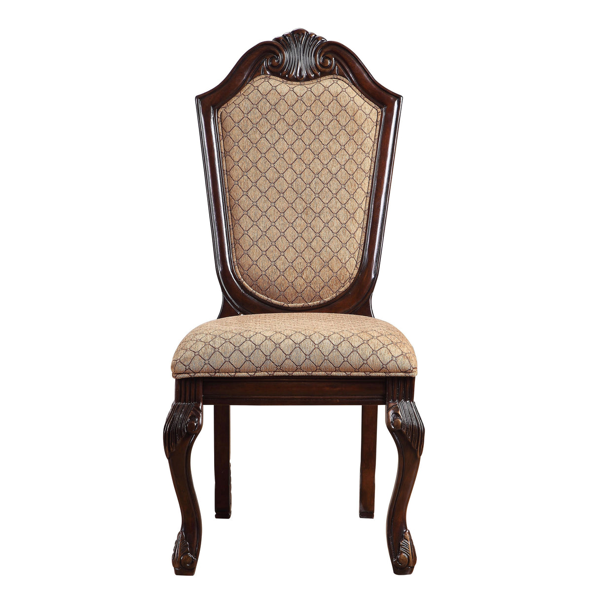 Beige and Espresso Solid Back Side Chairs (Set of 2)