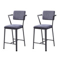 Grey and Gunmetal Open Back Counter Height Chairs (Set of 2)