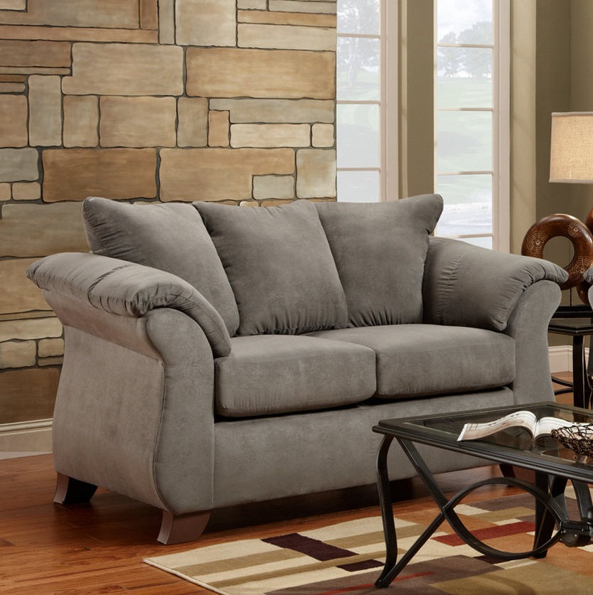 Aruca Sensations Microfiber Pillow Back Loveseat, Gray