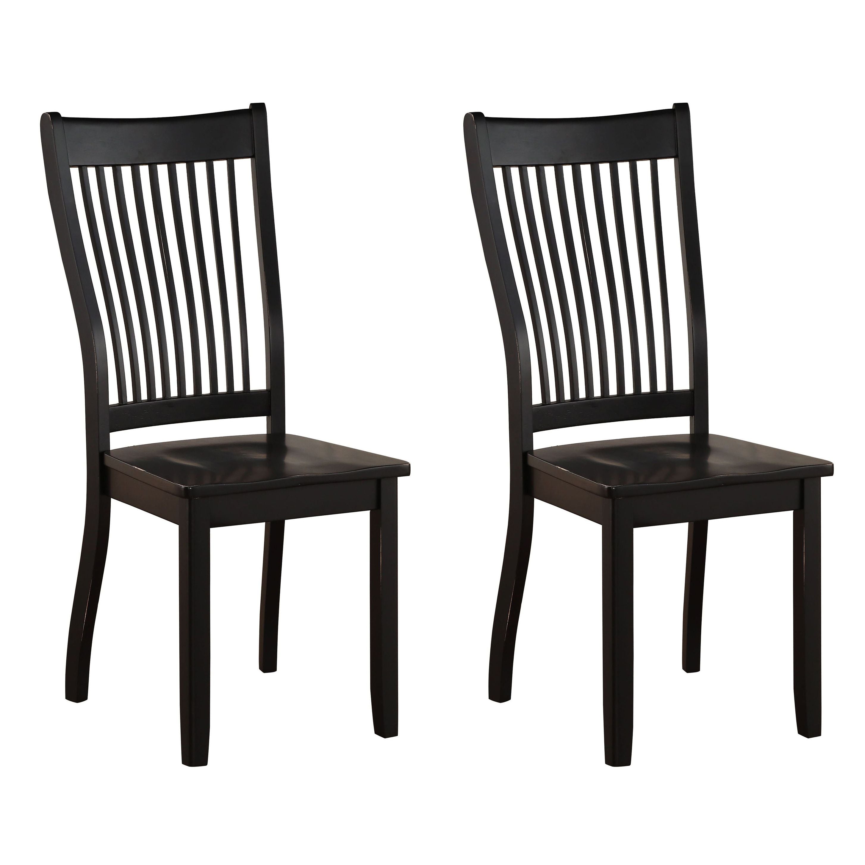 Black Side Chairs with Slatted Backrest (Set of 2)