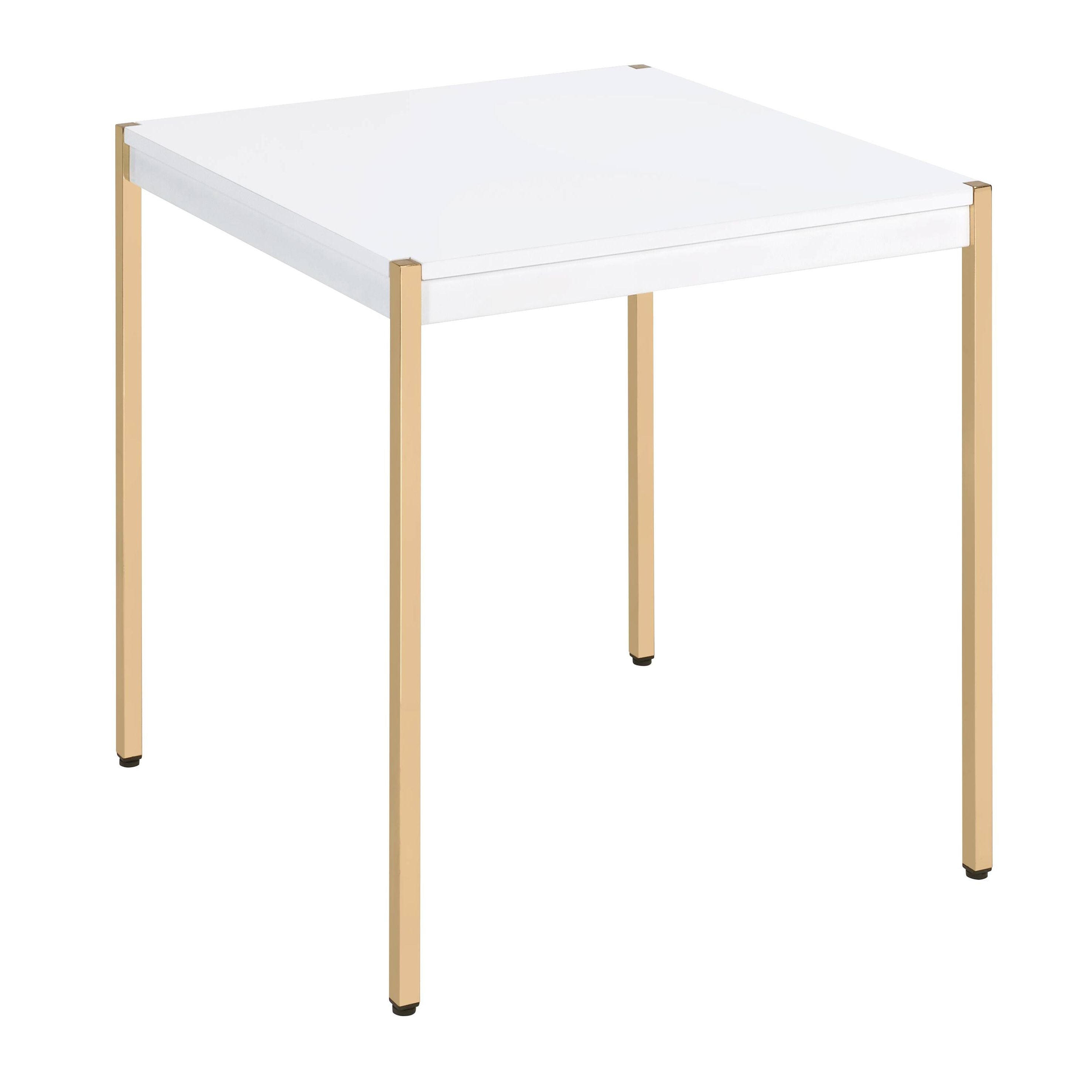 White and Gold Square End Table