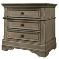 Muzan 26 Inch Modern Nightstand, 3 Gliding Drawers, Knob Handles, Gray
