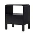 Modern Minimalist Curved-Top Solid Wood Nightstand ?Black