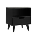 Modern 1-Drawer Nightstand with Open Cubby ?Black