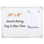 Vevor Magnetic Whiteboard, 24 X 18 Inches, Dry Erase Board For Wall With Aluminum Frame, White Board Includes 1 Magnetic Erase &