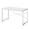 White and Chrome Vanity Desk with X-Shape Cross Bar