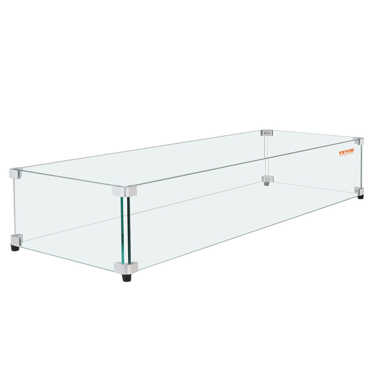 VEVOR Glass Wind Guard for Rectangular Fire Pit Table 29 x 13 x 6.5 Inch, 0.31 inch Thick and Sturdy Tempered Glass Panel with H