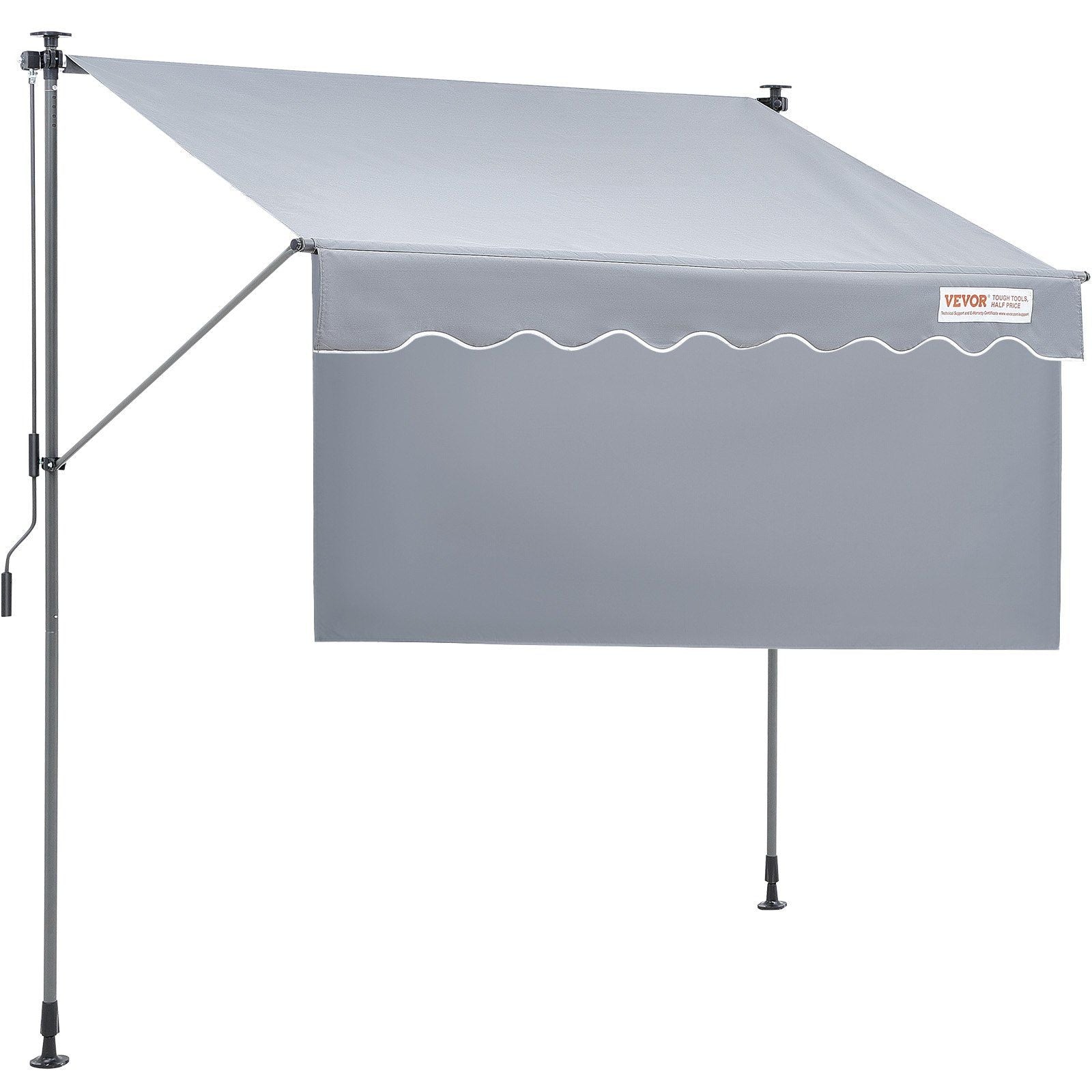 Vevor Manual Retractable Awning, 118' Outdoor Retractable Patio Awning Sunshade Shelter, Adjustable Patio Door Window Awning Ca