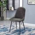 Grey and Black Tufted Back Dining Chairs (Set of 2)