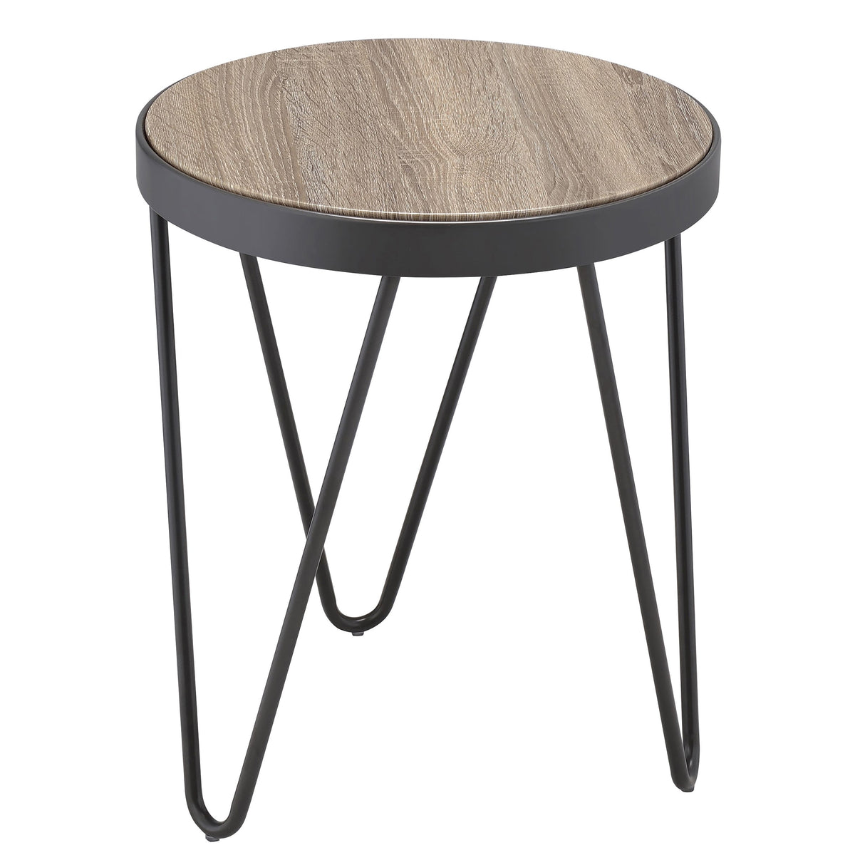 Weathered Grey Oak and Black End Table