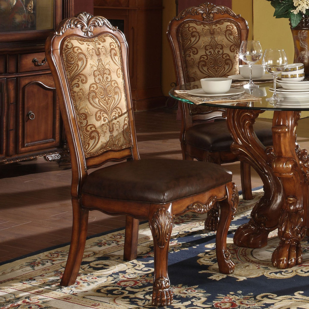 Vintage and Cherry Oak Side Chair with Claw Leg (Set of 2)