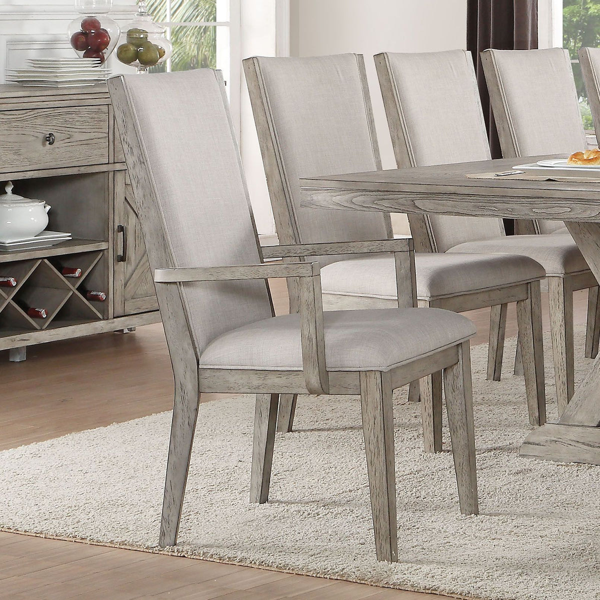 Grey and Grey Oak Padded Side Chair (Set of 2)