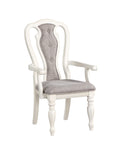 Grey and Antique White Padded Arm Chair (Set of 2)