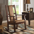 Brown and Espresso Rocking Chair with Padded Seat