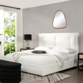 Miramar King Cushion-Back Headboard Platform Bed Frame, Antique White Polyester