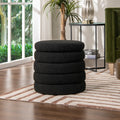 Fuji 19 Oversized Round Storage Ottoman, Ebony Black Boucle