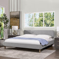 Diego Low Upholstered Platform Bed, King, Light Grey Polyester