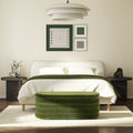 Fuji 49 Upholstered Oval Storage Bench, Olive Green Performance Velvet