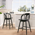 Breda 25.5 Turned Bubble Spindle Low-Back Wood Counter Stool, Black