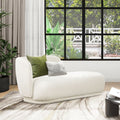 Aire 75 RAF Modern Rounded Chaise Lounge, Ivory White Boucle