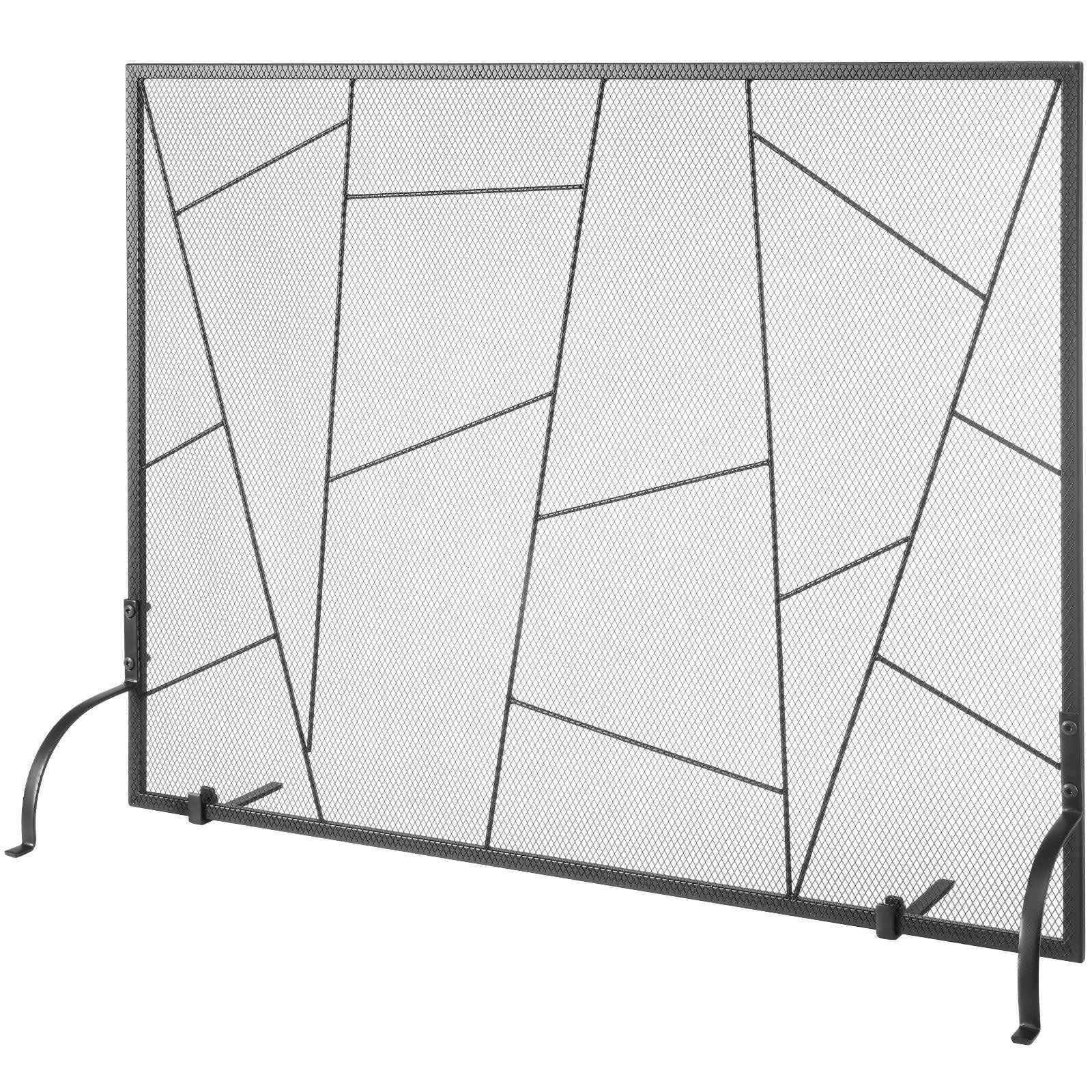 VEVOR Fireplace Screen Single Panel, Sturdy Iron Mesh Fireplace Screen, 35.6(L) x28.4(H) Spark Guard Cover, Simple Installation,