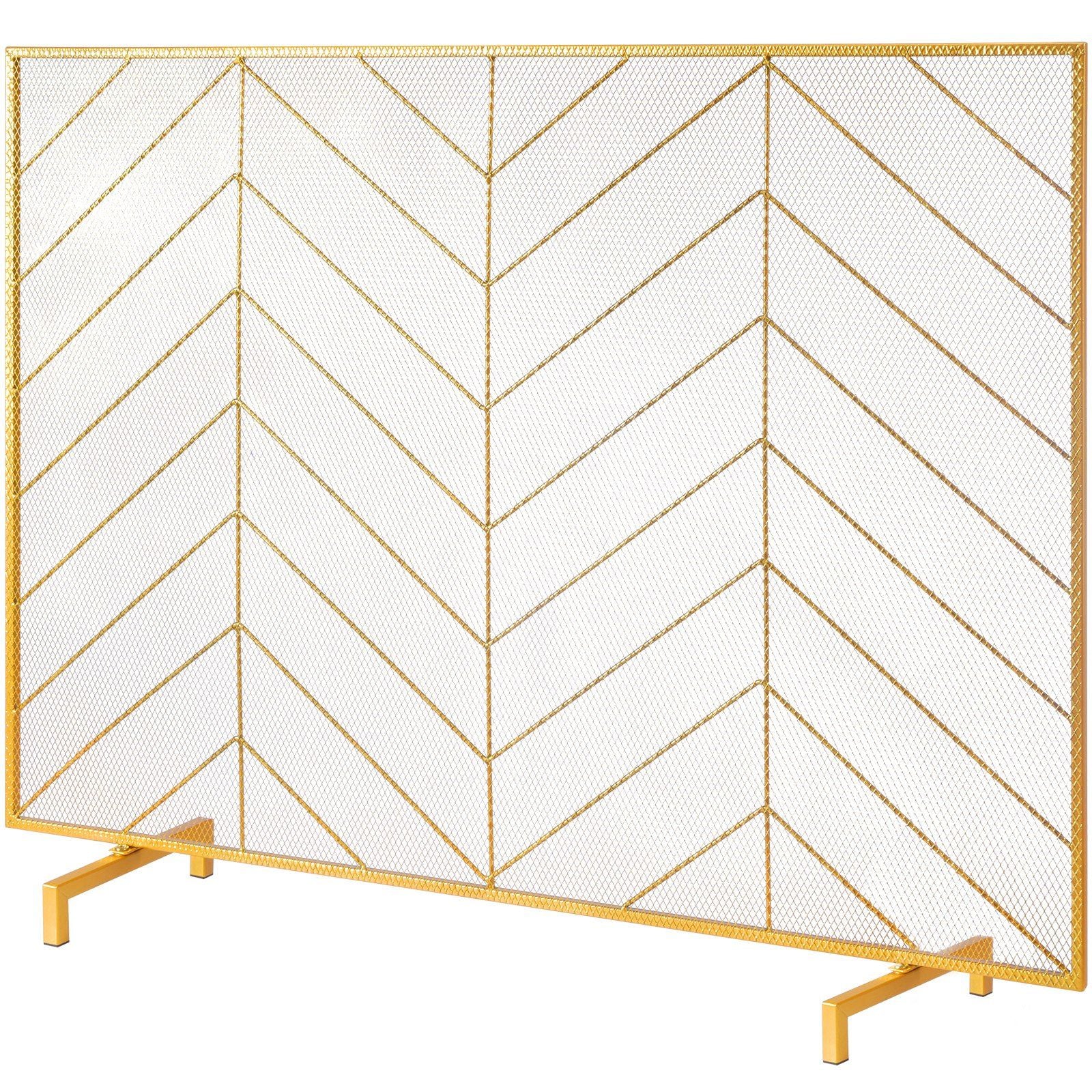 VEVOR Fireplace Screen Single Panel, Sturdy Iron Mesh Fireplace Screen, 38.6(L) x29.8(H) Spark Guard Cover, Simple Installation,