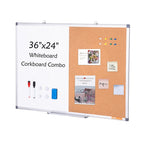 Vevor 36'X 24' Whiteboard & Cork Board Combo With Aluminum Frame For School Home