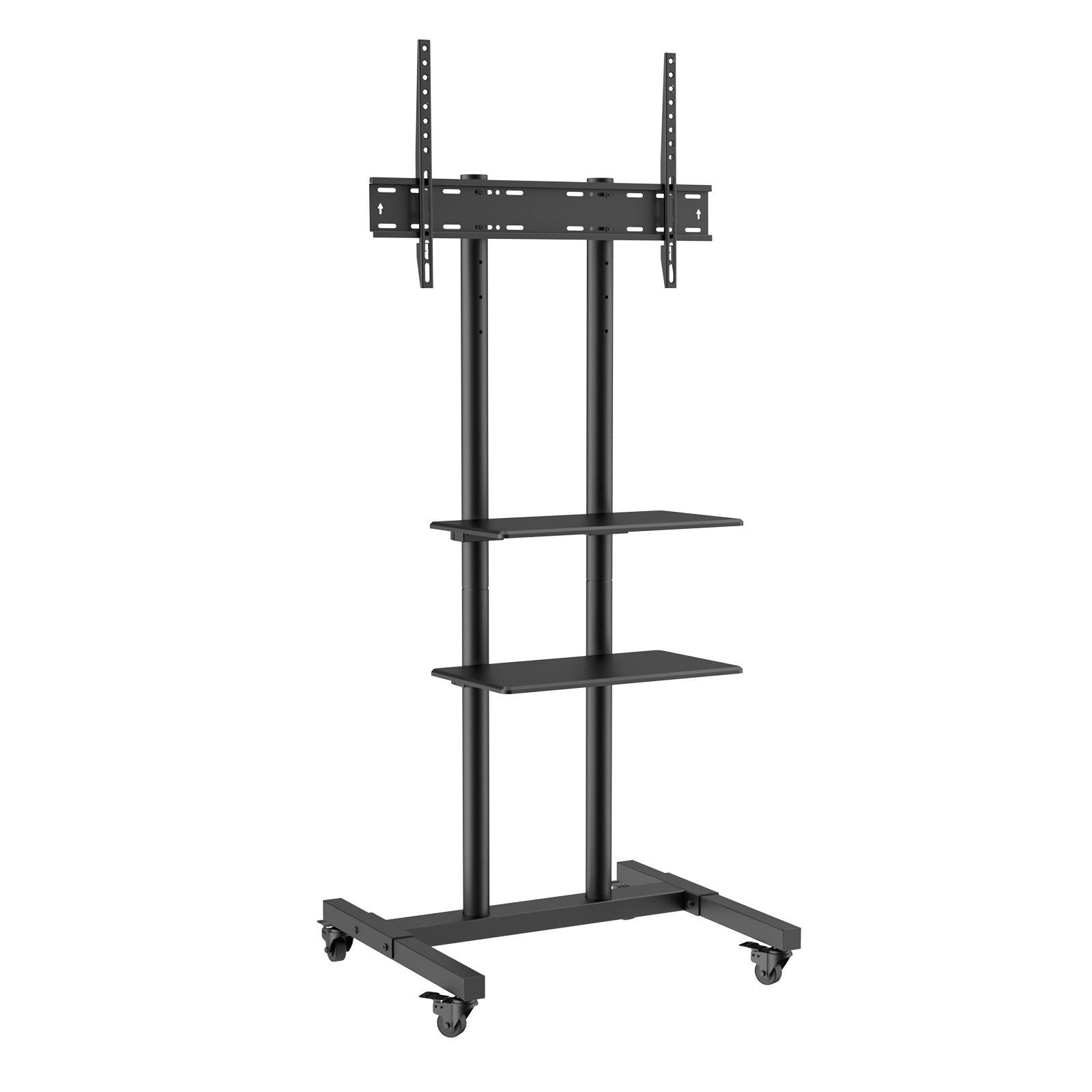 VEVOR Mobile TV Stand, Mobile TV Cart for 32 to 70 inch TVs, Height Adjustable Portable TV Stand with Wheels, Double Tray for Au