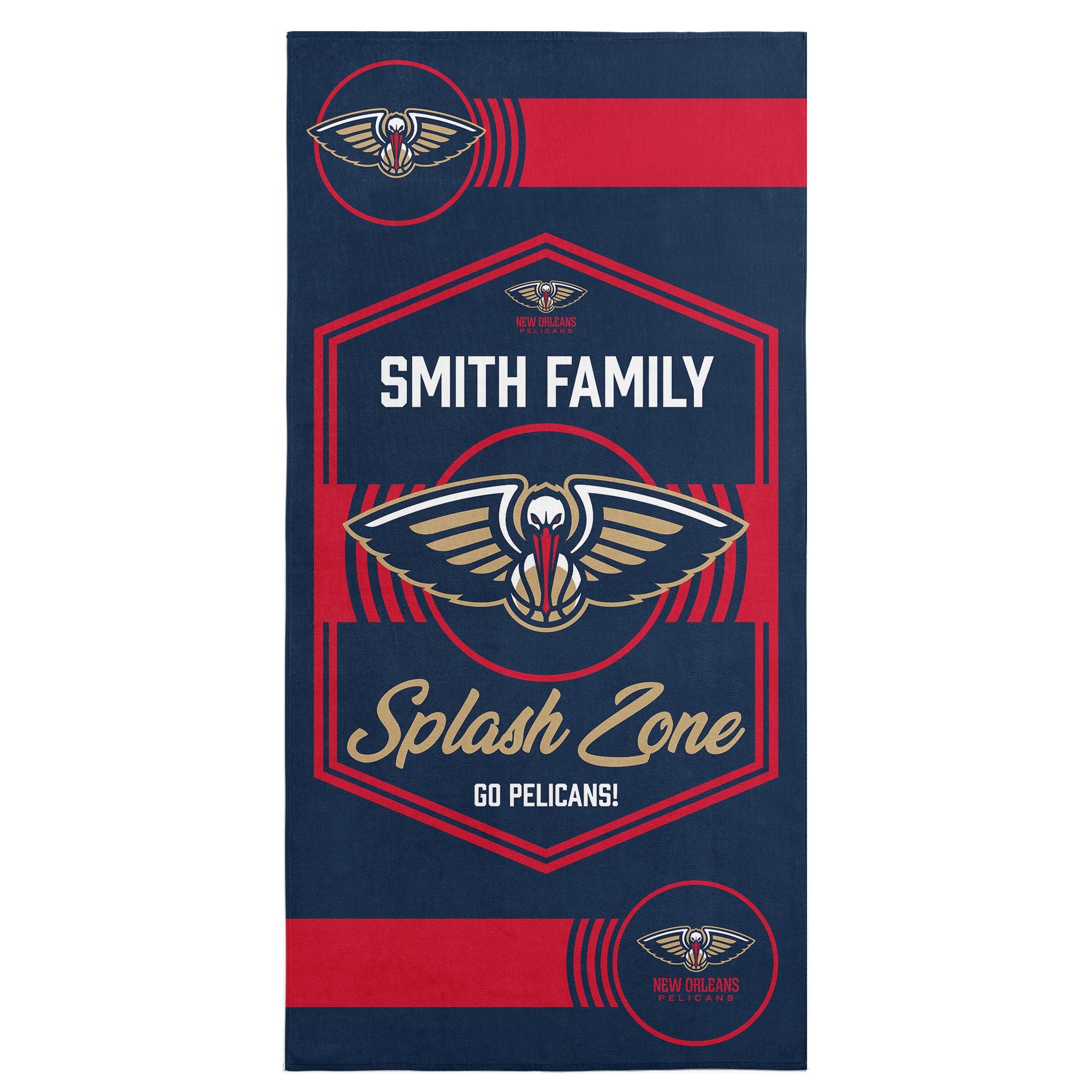 NBA New Orleans Pelicans Dominion Personalized Beach Towel 3060 Inches