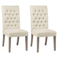 Oatmeal and Vineyard Oak Tufted Back Parson Chairs (Set of 2)