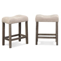 Sora Button Tufted Counter Height Saddle Stool, Set of 2, Taupe