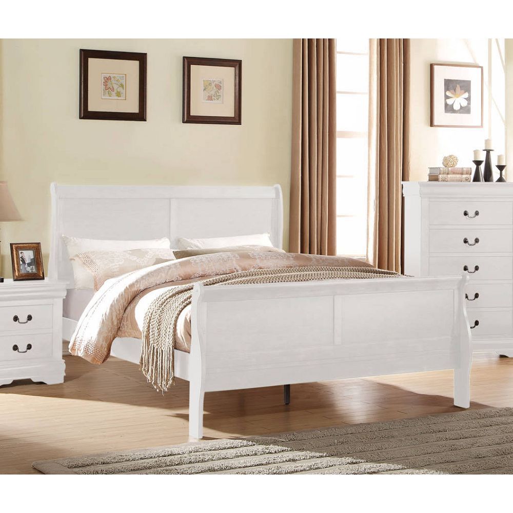 ACME Louis Philippe Eastern King Bed in White 23827EK