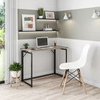 Techni Mobili Space Saving Folding Desk - Compact Foldable Computer Desk For Home Office, Bedroom, Or Dorm – Sturdy, Small Folding Table With Modern Design (Gray)