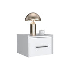 Depot E-Shop Yorktown Floating Nightstand, Space-Saving Design With Handy Drawer And Surface, White