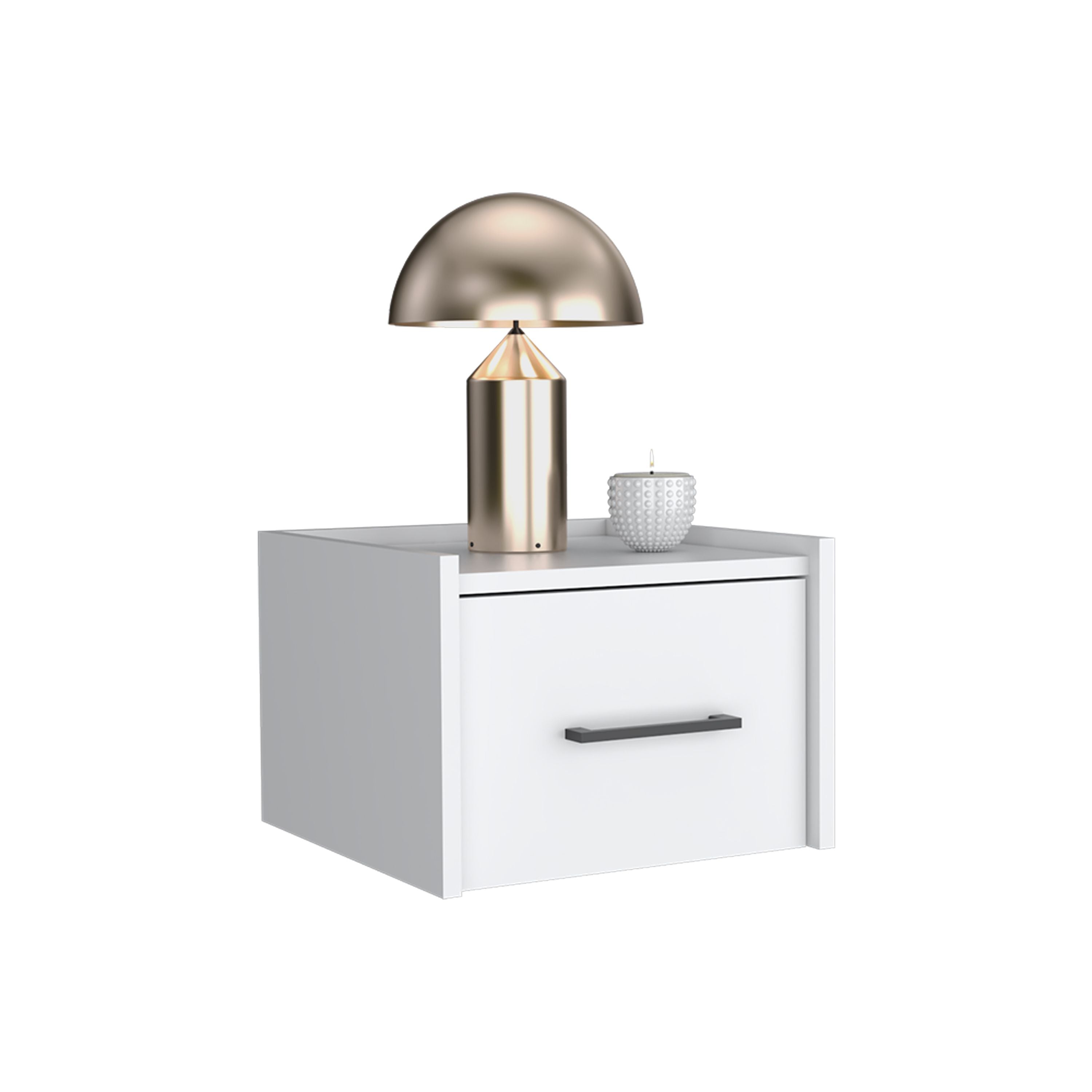 Depot E-Shop Yorktown Floating Nightstand, Space-Saving Design With Handy Drawer And Surface, White