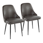 Marcel Contemporary Dining Chair with Black Frame and Grey Faux Leather by LumiSource - Set of 2