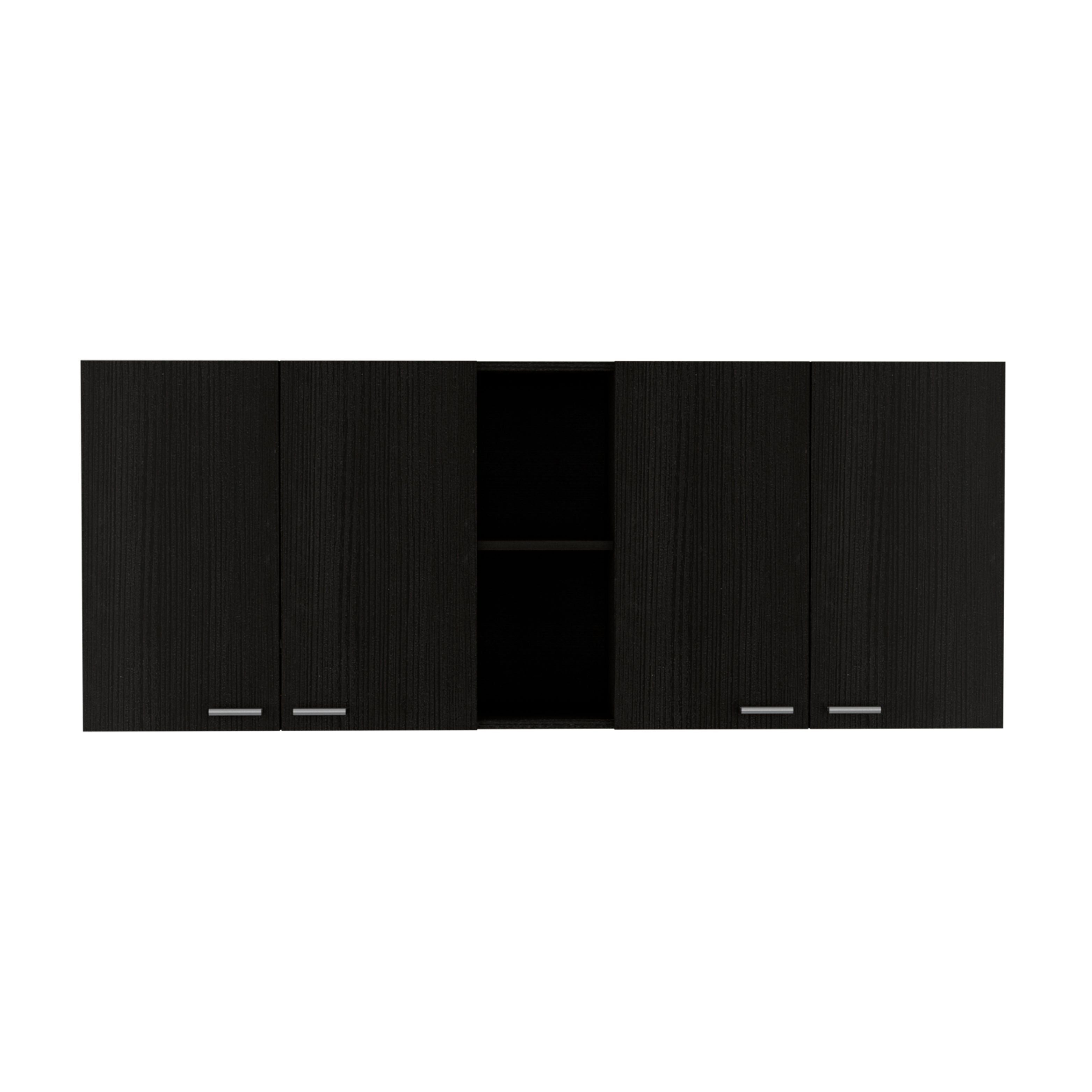 Depot E-Shop Luther 2 Piece Kitchen Set, Wall Cabinet + Utility Sink Cabinet, Black/White