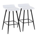 Ale 26 Contemporary Fixed Height Counter Stool in Black Steel and White Faux Leather by LumiSource - Set of 2