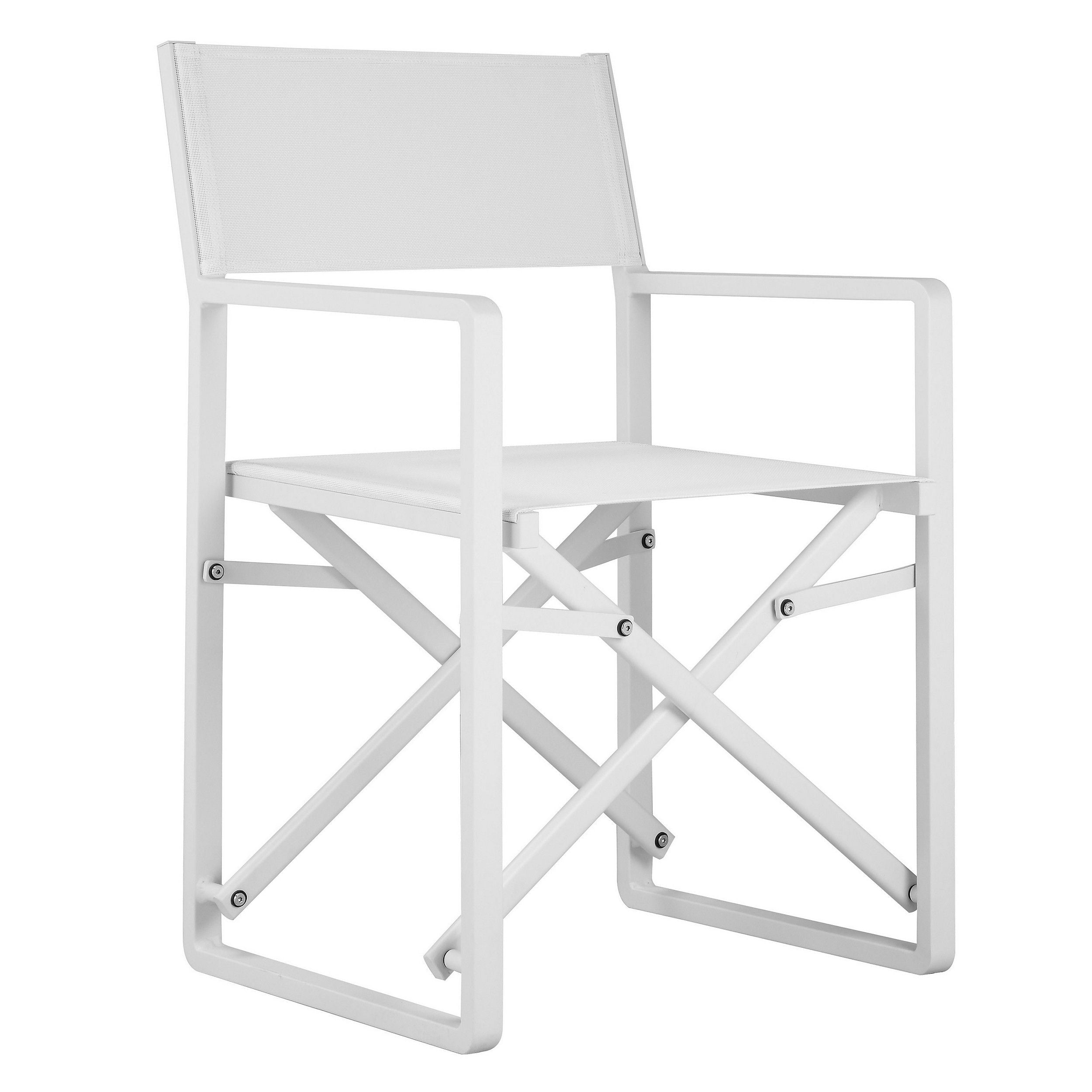 Keli 20 Inch Outdoor Armchair, Crisp White Finish, Foldable, Set of 2