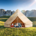 VEVOR 3-5 Person Canvas Glamping Bell Tent, Breathable Waterproof Yurt Tent with Stove Jack and Detachable Side Wall for Family 