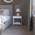 White Nightstand with Open Storage