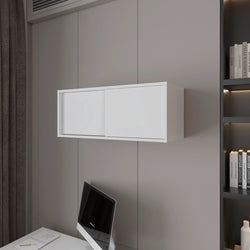White Floating Cabinet with Sliding Door