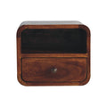Extra Mini Wall Mounted Curved Chestnut Bedside with Open Slot