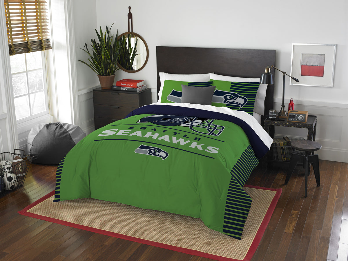 Seahawks Official National Football League, Bedding, 'Draft' Full/Queen Printed Comforter (86'X 86') & 2 Shams (24'X 30')