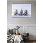 Sylvie Beaded Snowy Pine Trees Framed Canvas by Stephanie Klatt