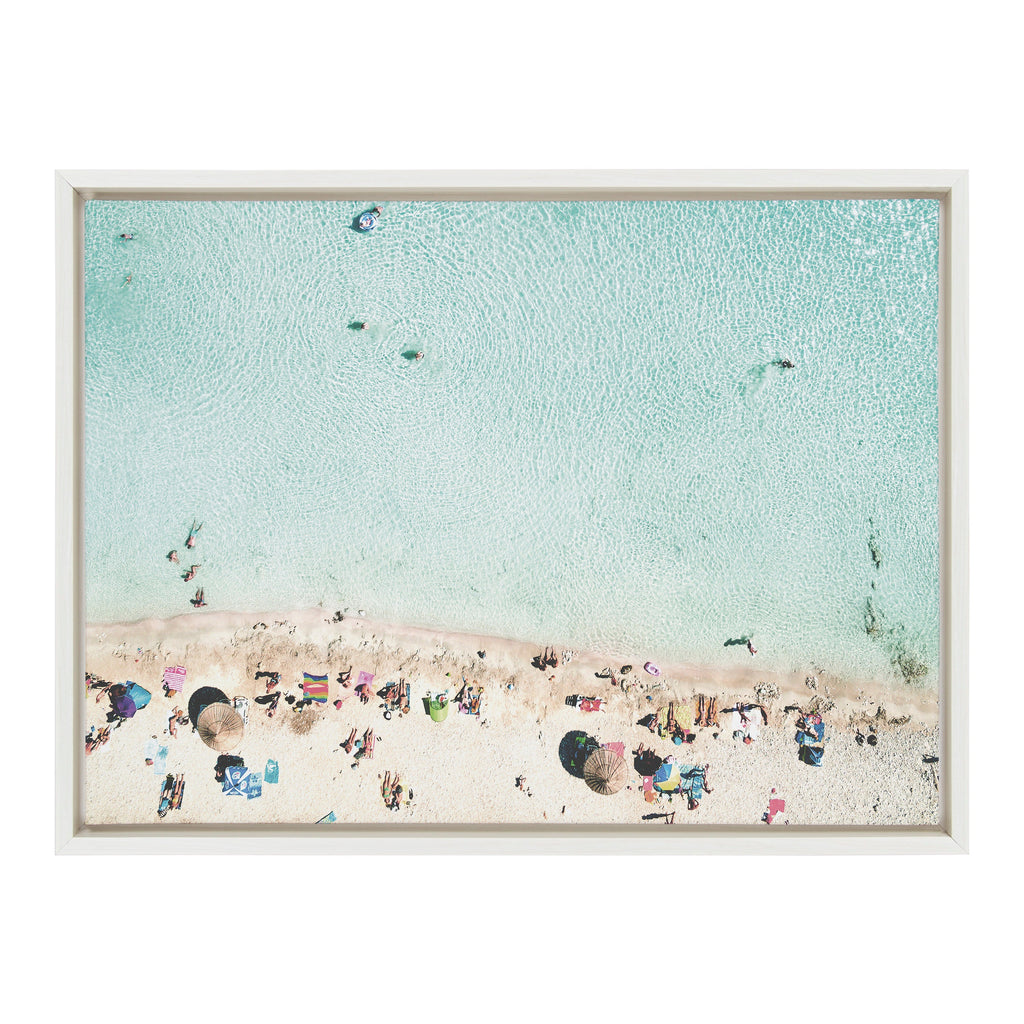 Sylvie Turquoise Beach from Above Framed Canvas by Amy Peterson Art Studio