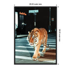 Sylvie Tiger in the City at Night 2 Framed Canvas by Michael Schauer