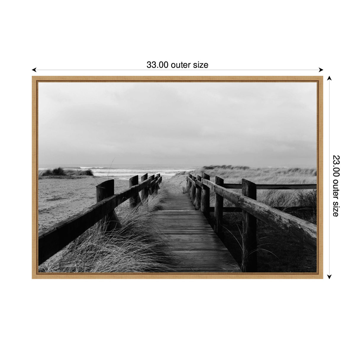 Sylvie Coastal Beach Boardwalk Black and White Framed Canvas by Patricia Hasz